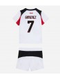AC Milan Santiago Gimenez #7 Replika Borta Kläder Barn 2025-26 Kortärmad (+ byxor)